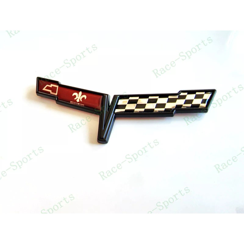 AUTO 2PC Black FRONT NOSE Rear Gas Lid Crossed Flag