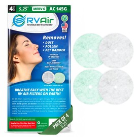 AC Filter - Air Conditioner Replacement Filters - RV Air Cleaner - Camper Accessories for Travel Trailers - Easy to Install Vent Filter - 5.25" round x 3/4" thick (4 Filters for AC 145G)