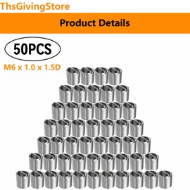 50PCS Helicoil Thread Repair Kits, M6 x 1.0 x 1.5D 304 Stainless Steel Wire Thread Inserts, M6 x 1.0 Helicoil Type Bolt Thread Repair Sleeve Assortment Set, Stripped Screw Hole Repair