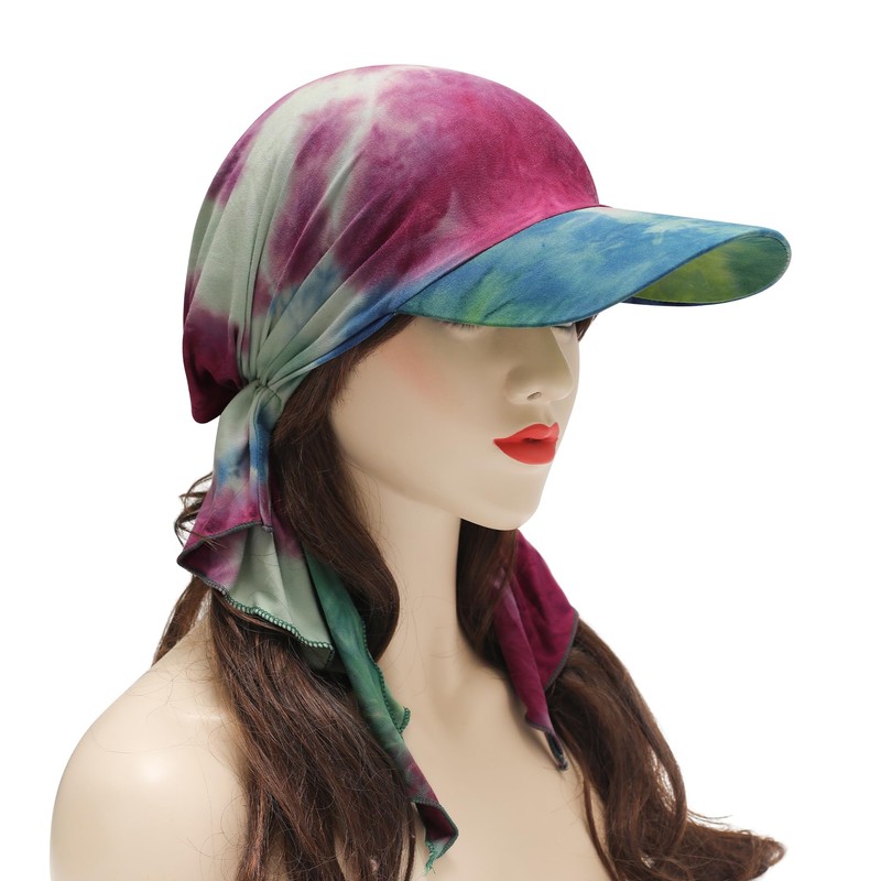 ZLYC Women's Chemo Headwear Brim Visor Hat Beanie Hat, Batik,