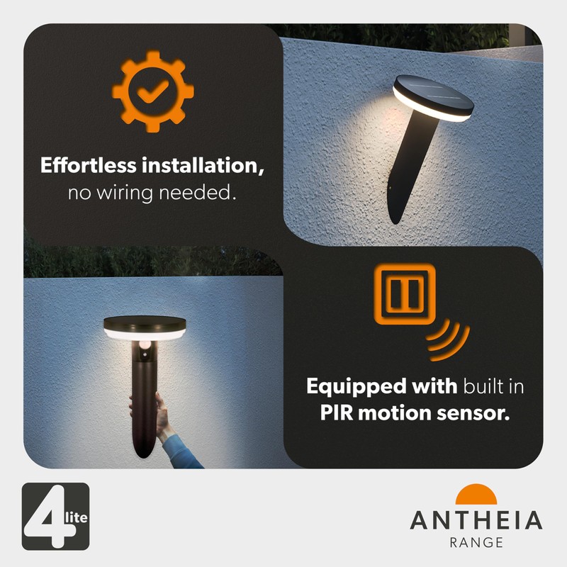 4lite Antheia Solar Outdoor Spike Light (Anthracite) 270lm Motion Sensored