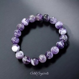 Unbranded Chevron Amethyst Bracelet Natural Stones 10mm Stretch Bead Crystal Bracelet