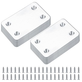 Pack of 20 Stainless Steel Flat Connectors, Perforated Plate Wood Connector, Flat Corner Angle Connection Plates for Repair, Fastening, Wood, Furniture - 38 x 60 mm (Silver)