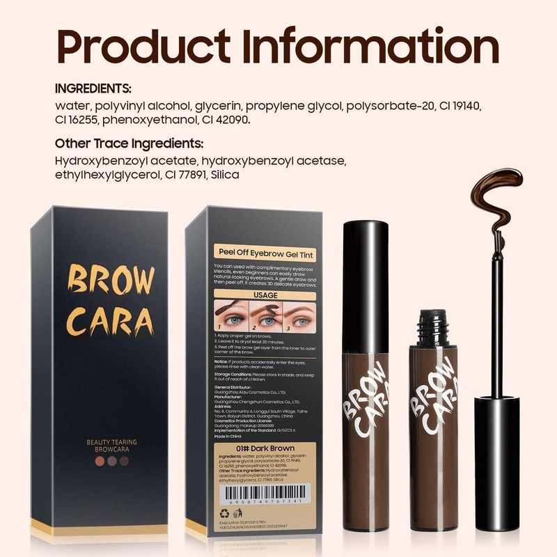 Brow Tattoo Peel Off Tint - Eyebrow Gel Tint with