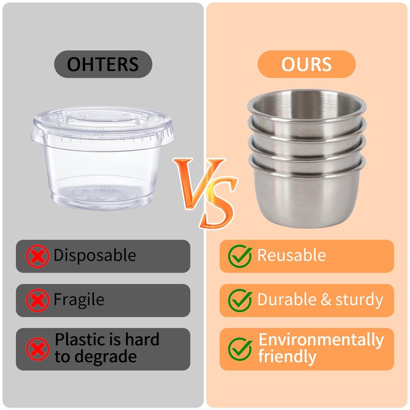 6 Pcs 304 Stainless Steel Condiment Containers With Silicone Sealing
