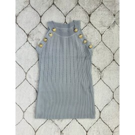 DAIMARAN Paris Women's Suit Matching Set 2 Pieces Tank Top Short Ruffle Gray S