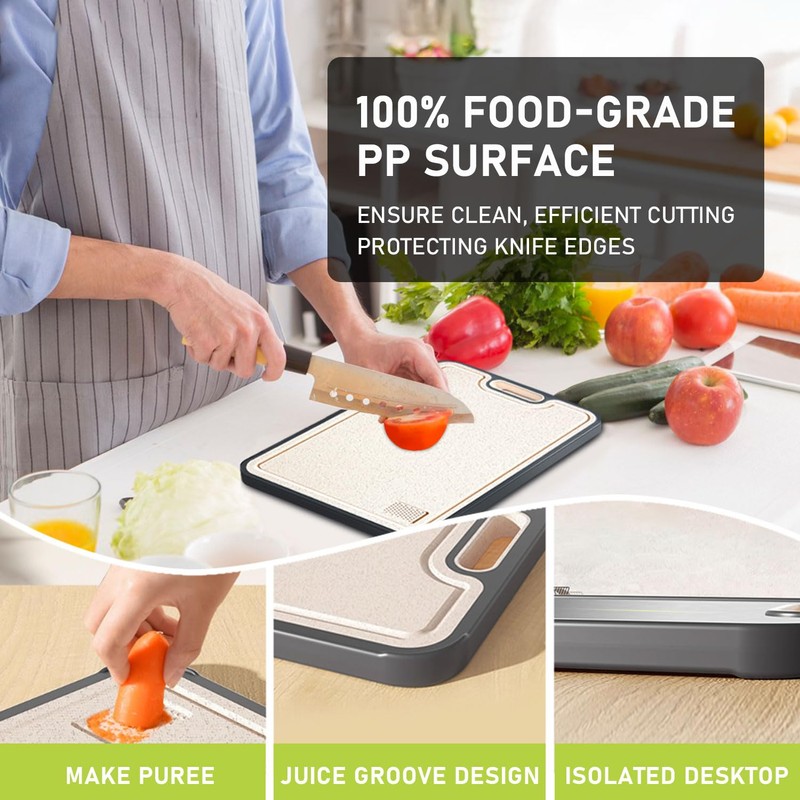 FIRE HIVE Kitchen Stainless Steel Cutting Board,Double-Sided Multi-Functional Cutting Boards,Large