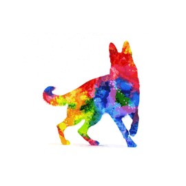 Watercolor Dog Vinyl Stickers for Kids Teens German Shepherd Dog Silhouette Car Stickers Outdoor Vinyl Sticker Decals for Windows, Bumpers, Laptops or Crafts 5"