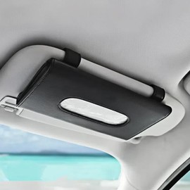 VEHIRANS Sun Visor Napkin Holder，Car Tissue Holder, Mask Dispenser,Tissue Box， PU Leather Tissue Case Holder， Accessories Interior (Black)