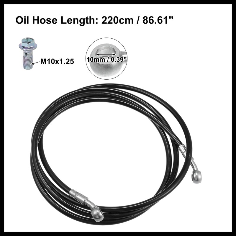Hihaha Motorcycle Hydraulic Brake Line Oil Hose Pipe 220cm Black