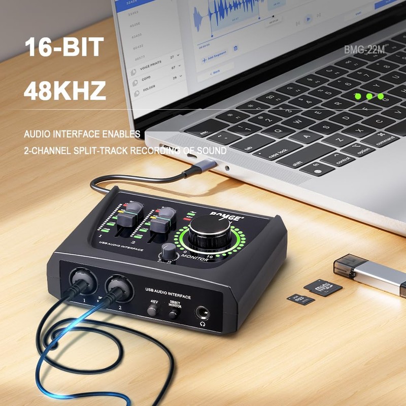 BOMGE mini 2 Channel USB Audio Interface for Recording, Streaming