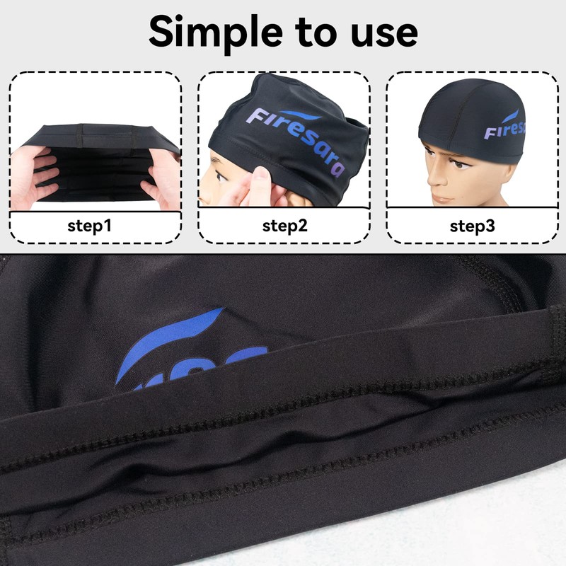 Firesara Upgrate Fabric Swim Cap Fit for Long Short Hair,