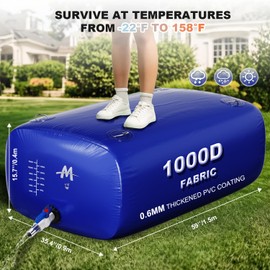 Moongiantgo Foldable 142G/540L Water Bladder - 1000D PVC Portable Emergency Water Storage Container with Valve & Overflow Kit - Soft Storage Bag for RV, Camping, Irrigation