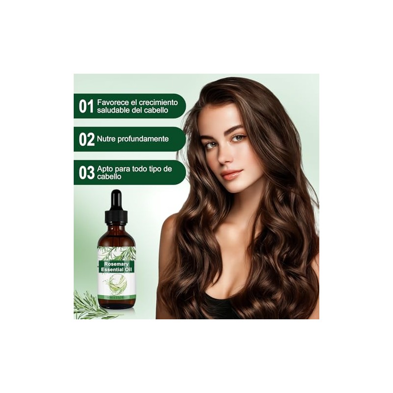 2PCS Aceite de Romero 60ml Cuidado Cabello Cejas Pestañas Barba