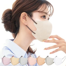 CICIBELLA Bicolor Mask, Non-Woven Fabric, 3D, Bicolor, Cool Mask, Face-Slimming, Stylish, 3D Mask, Small, Ear-Friendly, Skin-Friendly, 20 Pieces, Disposable, Color Mask, Old Lace x Ribbon Chocolate