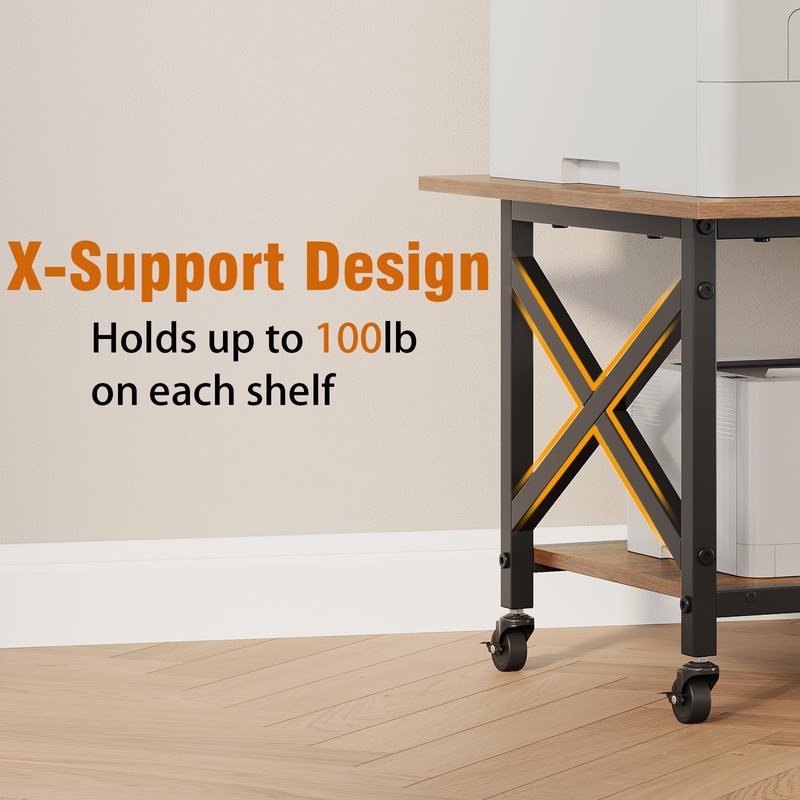 VENNQD 2 Tier Printer Stand, 23.6'' x 23.6'' Large Table