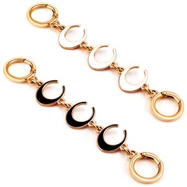 Tmtains 2Pcs Purse Extender Chain Gold Purse Strap Extender Moon White Bag Extender Chain Black Purse Strap Replacement Purse Accessories Bag Charms for Handbags Cross Body Bag Purse Making Supplies
