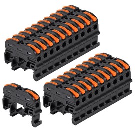 20PACK DIN Rail Terminal Blocks, Compact Wire Conductor Wiring Connectors for 24-12 AWG -Black