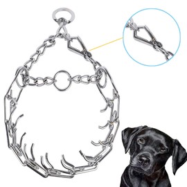 Acrylicc Dog Prong Collar, Chrome Dog Pinch Collar with Quick Release Snaps for Small, Medium and Large Dogs (Large, 3.5mm, 21.6", 16-20" Neck, Silver)