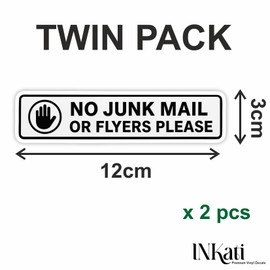 No Junk Mail Sticker for Letterbox Door or Window/Effective Deterrent for Nuisance Junk Mail and Leaflets/Weatherproof Removable & Wipeable / / /