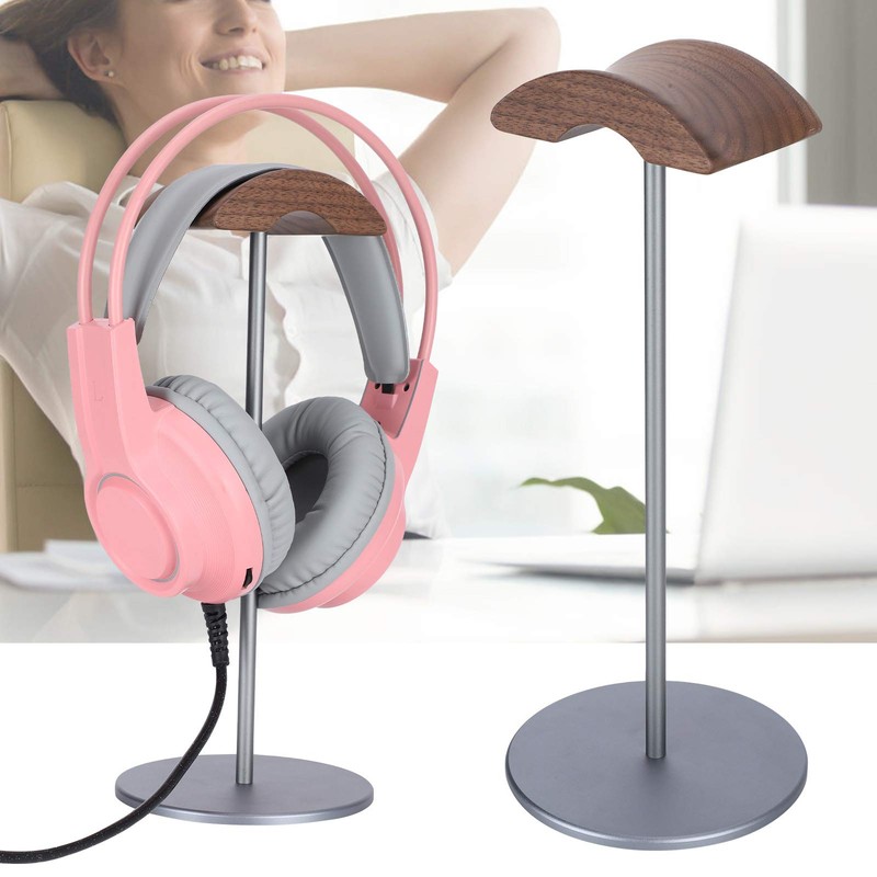 Cikonielf Headphone Stand Headphone Holder Walnut Wood Headphone Holder Aluminium