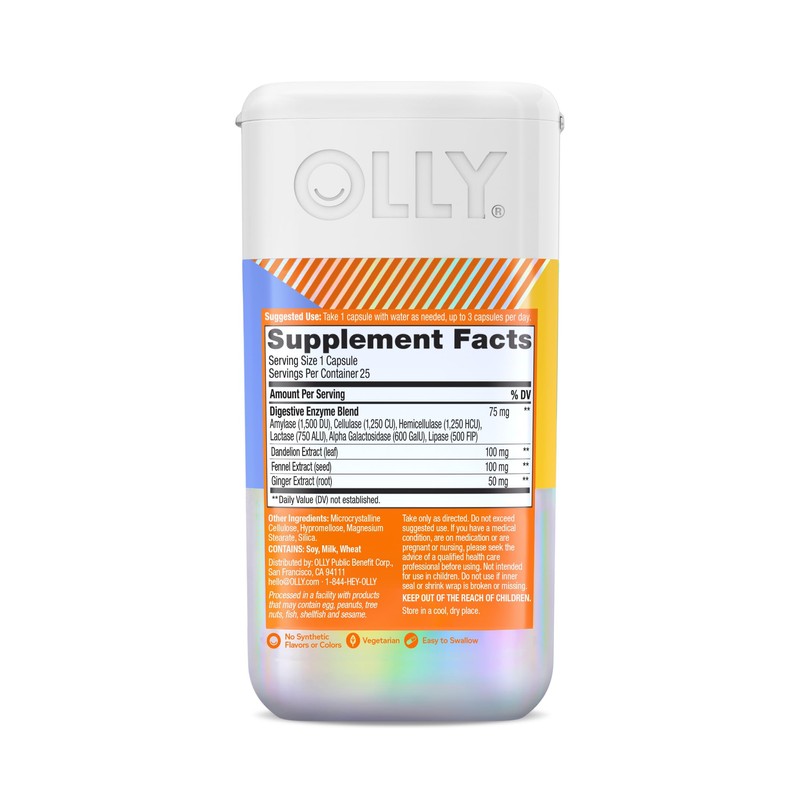 OLLY Beat The Bloat Capsules, Digestive Support Enzymes, Supplement for