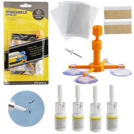 HUOMAQFAN Windshield Repair Kit with 4PCS Glass Repair Fluid, Car Glass Crack Repair Kit for Chips, Long-Lasting Windshield Repair Resin Quick Fix for Bulls-Eye, Star-Shaped Cracks