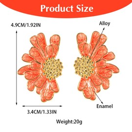 TTPSRY Ohrringe für Damen Blume Tropfen Ohrringe Boho Ohrringe Statement Quaste Blumen Ohrstecker Hypoallergene Modeschmuck Earrings （Rot）