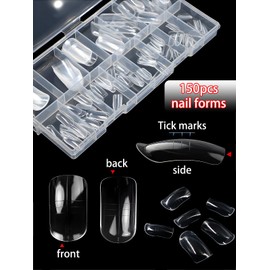 150 PCS Poly Gel Toe Nail Forms Kit - Reusable Dual Forms & Molds for Acrylic Extensions & Pedicures | Full Cover Tips, Dual-Ended Brush, Nail File | Home, Salon & Professional Use