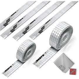 AIVS 4800 Pieces Self-Adhesive Real Glass Craft Mini Square Mirrors Mosaic Tiles Mirror Mosaic Stickers for DIY Craft Decoration (Silver, 6 sheets)