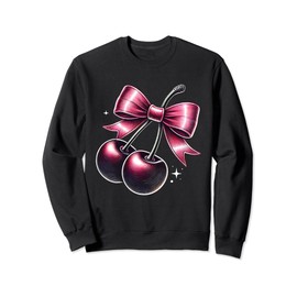 Coquette Cherry and Bow - Cute Red Kawaii Aesthetic Art Sweatshirt