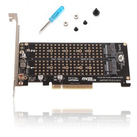 Adapter Card with 2 x 32Gbps Expansion Cards, M.2 NVMe SSD to PCIE X8 M Key Hard Drive Converter Reader Expansion Card, Support Full Speed NVME SSD/M.2 PCIE(ph45)