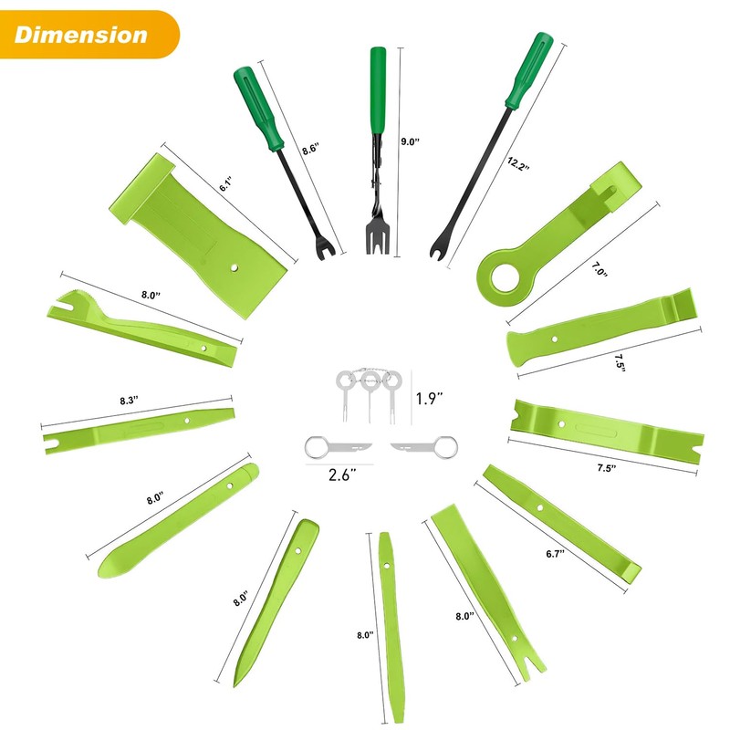 GOOACC 19Pcs Trim Removal Tool Set Panel Fastener Clips Removal