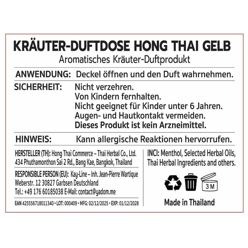 Hong Thai 1 Smelling Tin – Formula Yellow – with