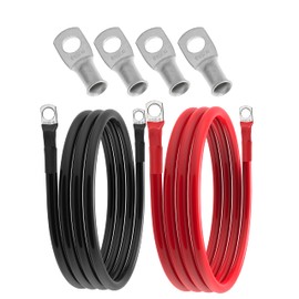 6 AWG Battery Cable 6 Gauge Battery Wires with 5/16 terminals Power Inverter Cables for Solar Boat Marine RV Car (5FT, with 6 AWG 5/16" Lugs)