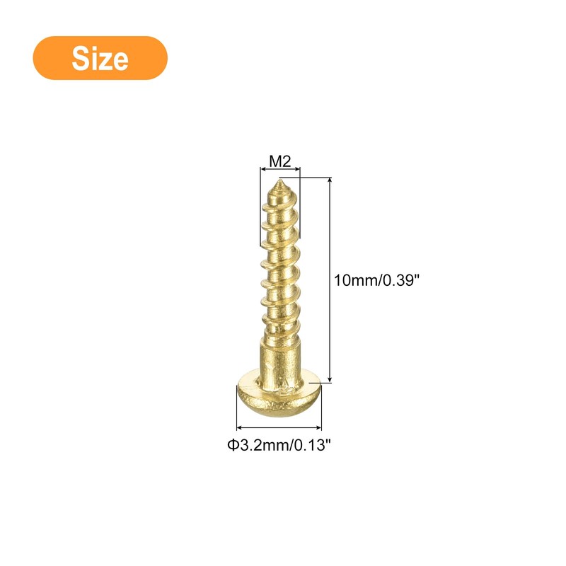 QUARKZMAN Wood Screws M2 x 10 mm Slotted Round Head
