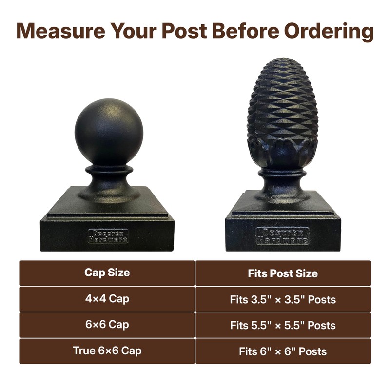 Decorex Hardware Cast Aluminum Pineapple Post Cap – Black Powder