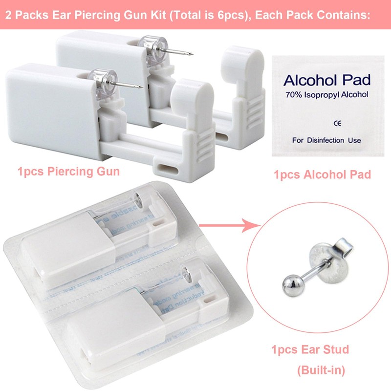 Ear Piercing Gun Kit - Lyuxzad 6Pcs Disposable Ear Piercing