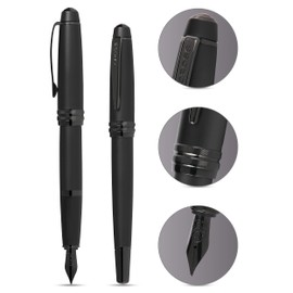 Cross Bailey - Pluma estilográfica de laca negra mate con detalles PVD negro pulido, punta mediana