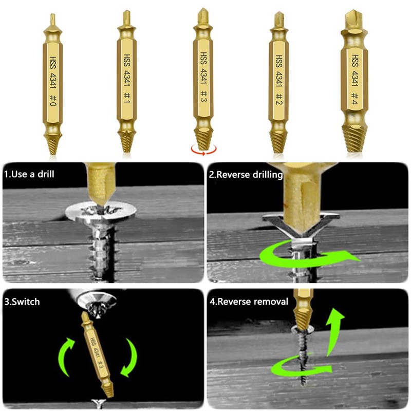 Screw Extractor Set Professional 6 Pieces Extractor Screw Remover Screws