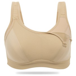 WingsLove Women's Sports Bra High Impact Bounce Adjustable Control Workout Bra Non Padded Wirefree Running Bra(Nude,36DDD)