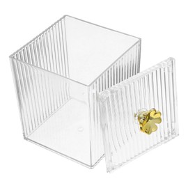 Gatuida Makeup Sponge Organizer with Lid Cotton Pad and Swab Storage Box Transparent Desktop Cosmetic Holder Sturdy Pet Material Space Saving Design for Dressing Table