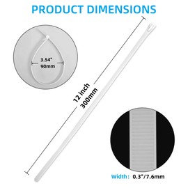 Aroono 50 Pack 12 Inch Heavy Duty Reusable Zip Ties White – UV Resistant, 55 LBS Tensile Strength, Weatherproof Cable Ties for Outdoor, Industrial, and Harsh Environments