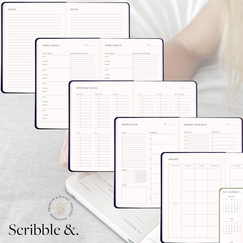Scribble & Dot® A Daily Planner, Weekly and Monthly layouts