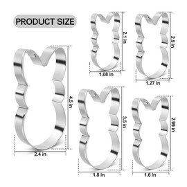 Easter Bunny Cookie Cutter Set, 5 Pieces Easter Bunny Rabbite Cookie Cutter Set for Kids,Stainless Steel Easter Cookie Biscuit Cutter Shapes Holiday Themed Party Supplies