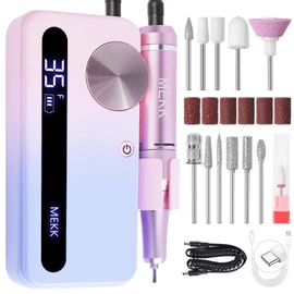 MEKK Nail Drill Professional Electric Nail file Cordless Nail Drill for Gel Nails, Electric Nail File for Gel Nails 35000RPM, 3000mAh E File, An-ti Shaking Efile (Pink & Blue)