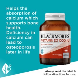 Blackmores Vitamin D3 1000 IU |Supports Bone & Muscle health| 300 Capsules