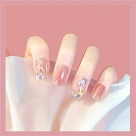 24 Pieces 12 Size Orange Nail Ornaments New Year Nail Medium Length Fake Nails Girls Party Amusement Park