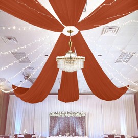 FUHSY Wedding Ceiling Drapes Ceiling Drapes for Parties 2 Panels 5x20 FT Arch Drapery for Ceremony Sheer Fabric Backdrop Drapes Wedding Arch Draping Fabric Terracotta Ceiling Curtain Swag Stage Decor