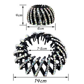 Zasvec Bird Nest Hair Clips, Pack of 4 Hair Clips for Women, Bird Nest Hair Clips, Large Hair Clips, Ponytail Hair Pin, Hair Accessory, Expandable for Girls, Women, Black